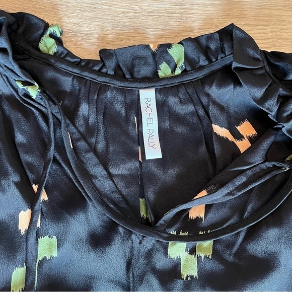 Rachel Pally Small Black Gail Printed V-Neck Long Sleeve Drop-Waist Maxi Dress - Picture 3 of 5